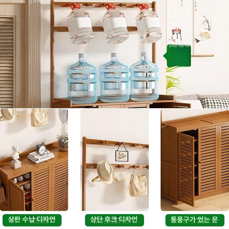 신발장 우드 대나무 정리대 원목 입구 틈새 수납장 원룸 현관 - 상세 이미지 4