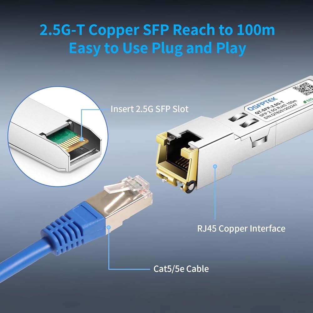 2.5Gbase-T 네트워크 트랜시버, 2.5G SFP to 구리 2.5gb 기타 100m, 오픈 일반, 호환 모듈 스위치 RJ45, 미니 Gbic X 1 For Cisco - 상세 이미지 3