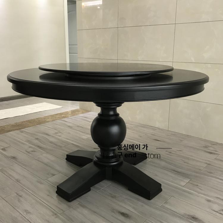 라운드 둥근식탁 확장형 원형테이블 모던 상판 빈티지 북유럽 다이닝테이블 - 상품 이미지