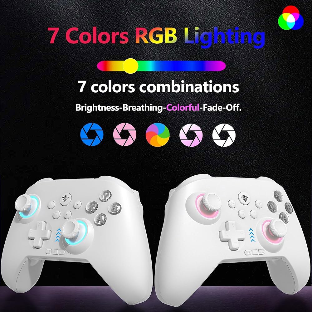 2.4G 무선 PC 컨트롤러(RGB 조명/프로그래밍 키/홀 조이스틱/홀 트리거/진동, 3모드 스위치 컨트롤러, Windows PC, Android, Switch, Steam용 플러 - 상세 이미지 2