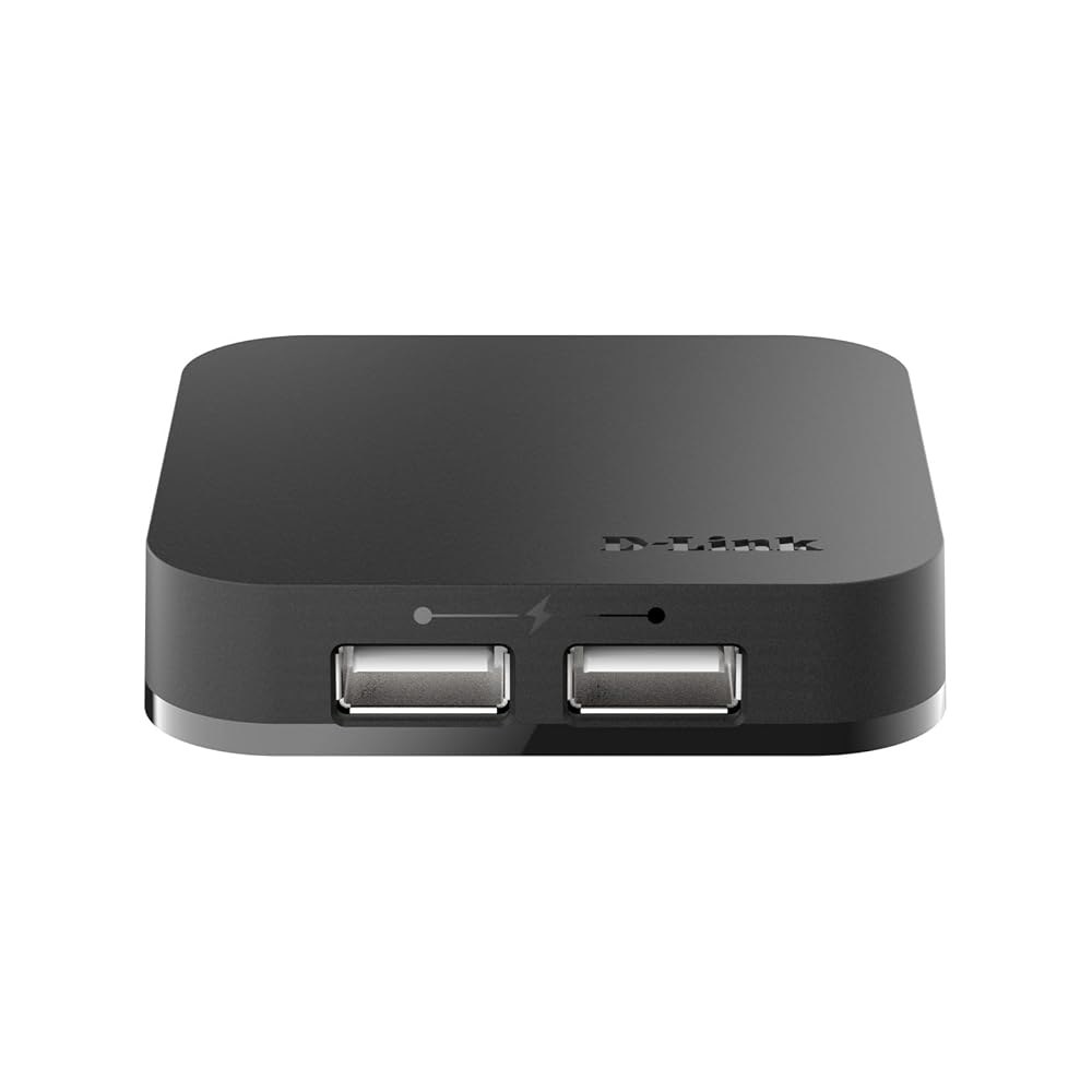 D-Link 4포트 USB 2.0 허브, 고속 어댑터(DUB-H4) 충전 포트 및 4개, 포함 미니 5V/2.5A 전원 - 상품 이미지