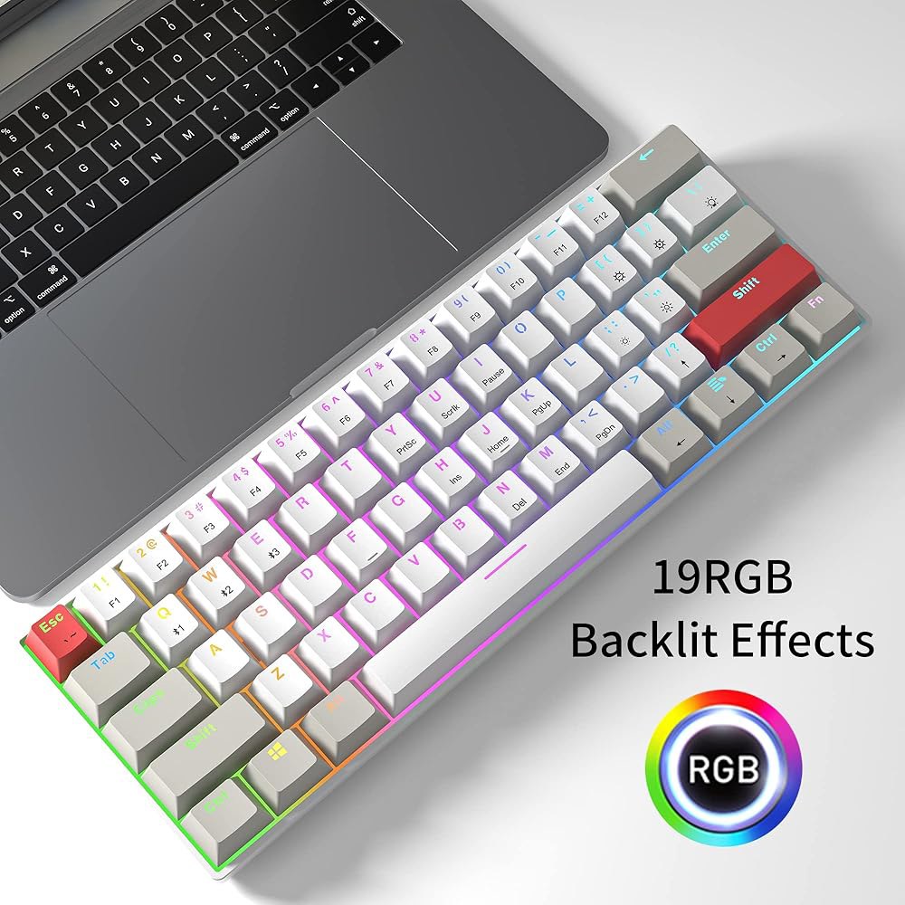 뉴맨 GM610 60 무선 기계식 키보드, 유선 / Bluetooth 2.4G RGB 백라이트, 61개의 고스팅 방지 키, 프로그래밍 가능, 핫스왑 가능 게이밍 PC Windows - 상세 이미지 3