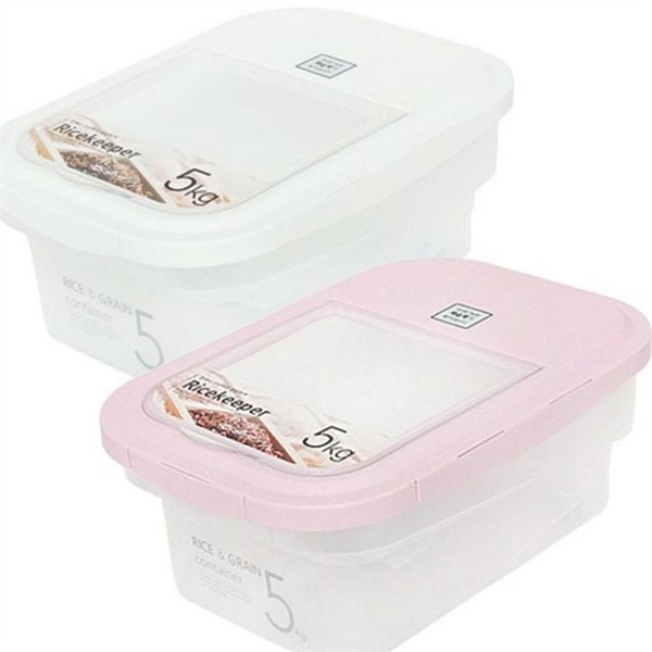 계량 쌀 보관 용기 국내생산 쌀통 5kg 곡물통 투명 - 상품 이미지