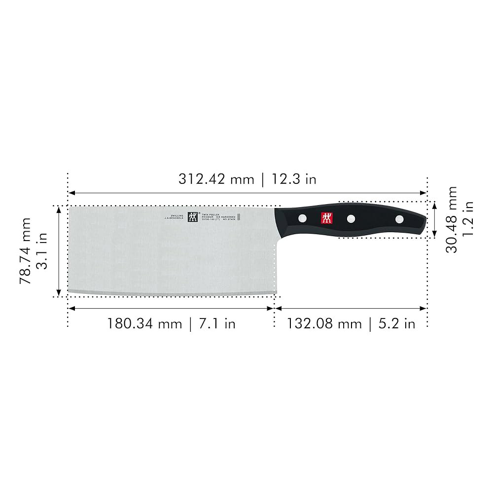 ZWILLING 트윈 시그니처 중국 셰프 나이프, 중국식 칼, 7인치, 스테인리스 스틸, 블랙 Stainless Steel 7 - 상세 이미지 3