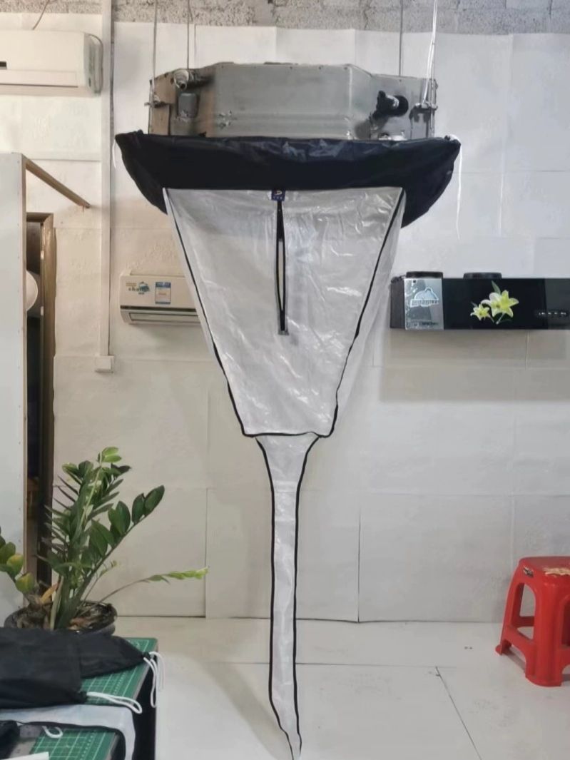 천장형 비닐 먼지 호스 물받이 청소커버 지퍼 세척가대 클리닝 직선 낙수 에어컨청소 - 상품 이미지
