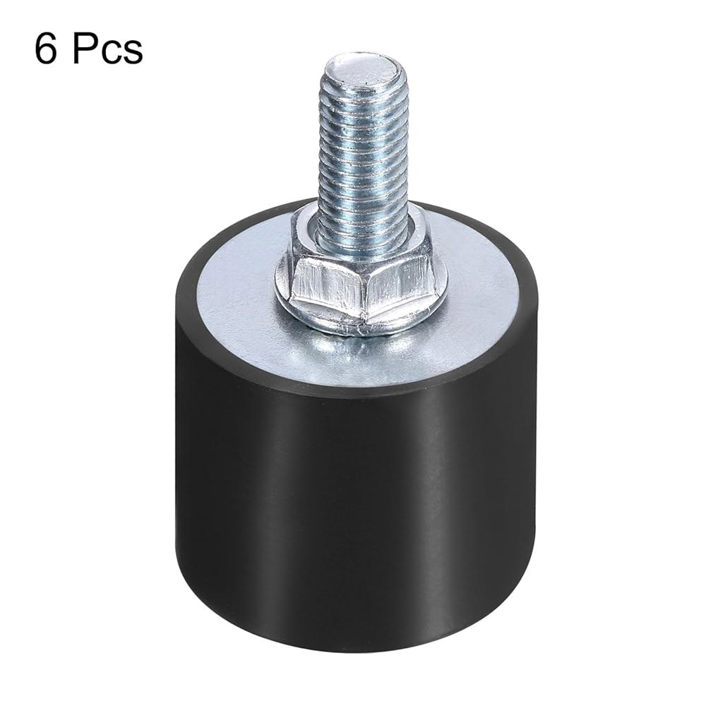 Uxcell 6pcs M8x23mm 고무 아이솔레이터 장착, 스터드 30x25mm 남성 진동 충격 흡수 아연 도금 원통형 실 M8 잠금 너트 방진 장착 - 상세 이미지 3