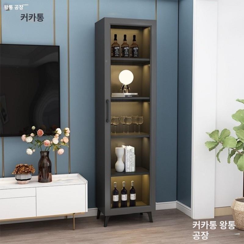 조명 술수납장 술진열장 술장 위스키진열장 주류 잠금장치 투명 가구 보관함 - 상품 이미지