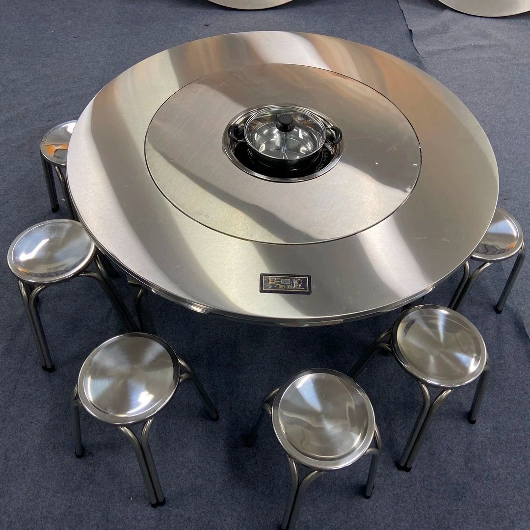 스테인리스 불판 뷔페 중국식 원형 회전 식탁 초두꺼운 1 2m 80+3500 W 평면 링 - 상세 이미지 5