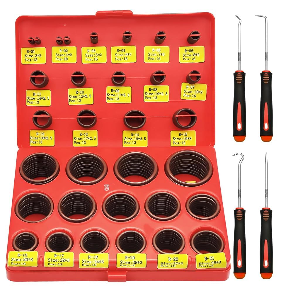 템스틸 390PCS 바이톤 오링 키트, 30사이즈 미터법 어소시에이션, 고온 FKM 씰링 링, 자동차 연료 시스템용 유압 씰링, 가정용 배관, 공압 공구 - 상품 이미지