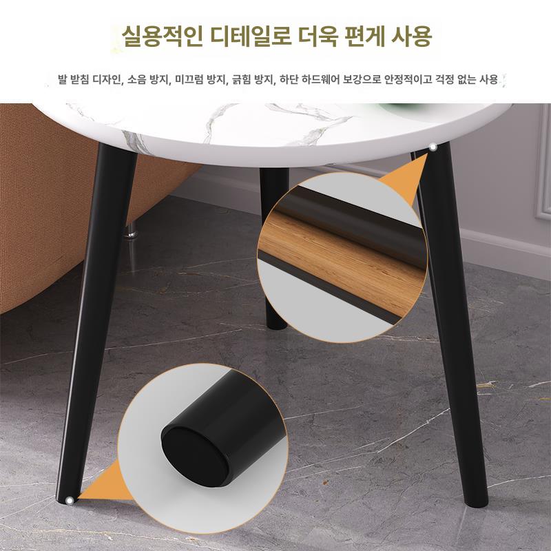 탁자 원형사이드테이블 빈티지 베란다 침대협탁 원목사이드테이블 커피테이블 - 상세 이미지 4