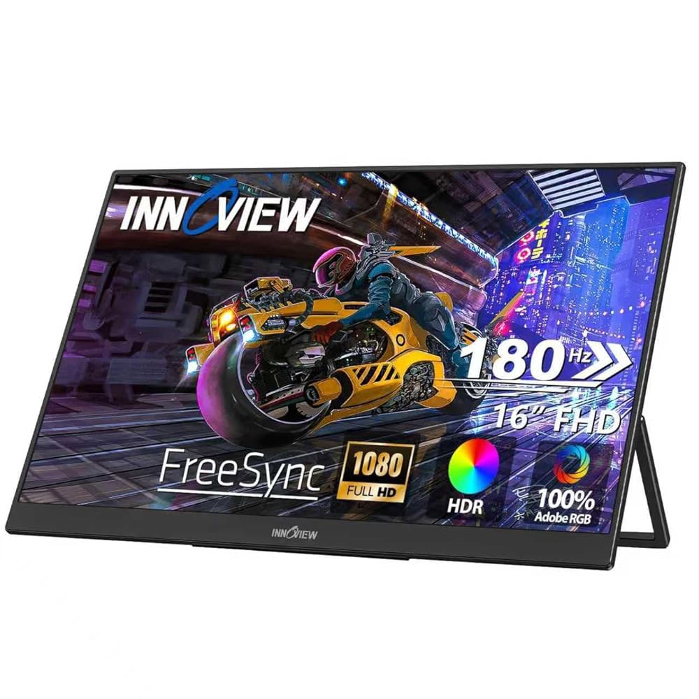 InnoView 16인치 휴대용 모니터 180Hz 게이밍 노트북, HDMI 1200P 경량, Xbox용 맥, 스크린(어댑터 외부 세컨드 미포함) FHD PS5, 모니터, PC, - 상품 이미지