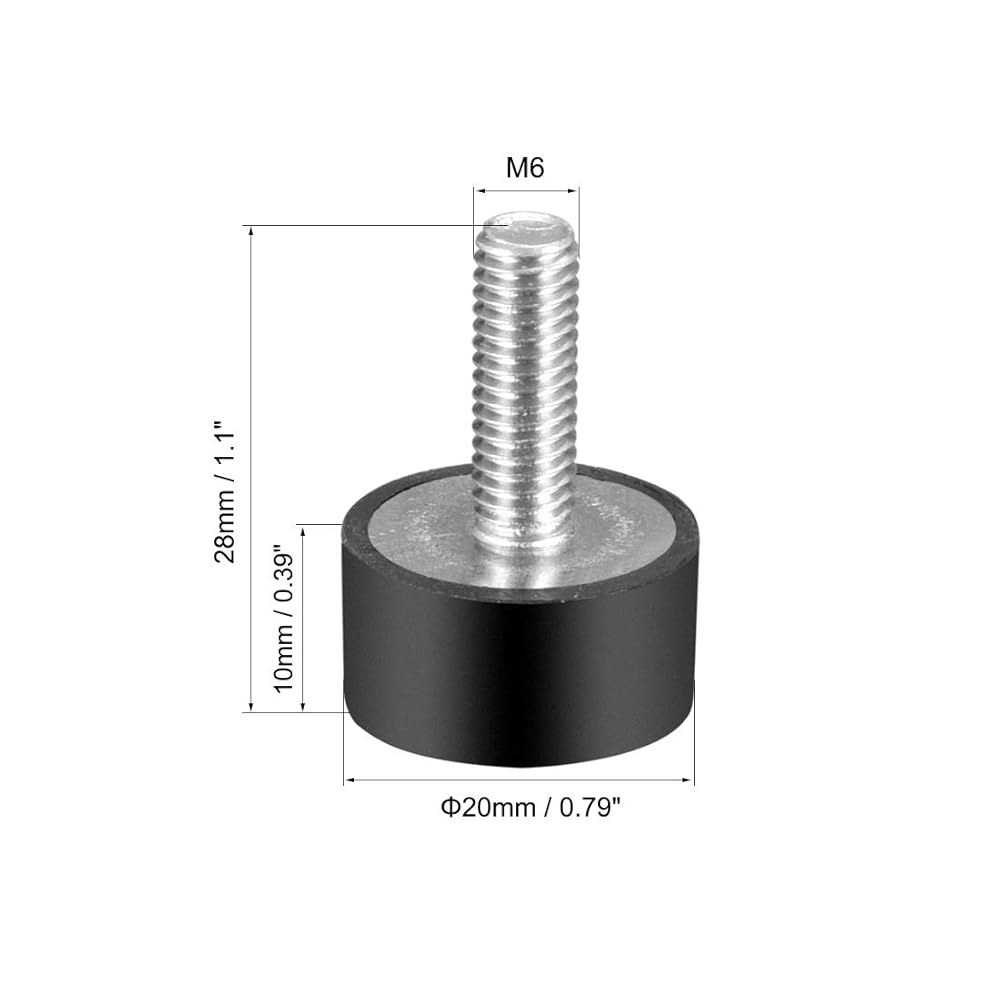uxcell M6 스레드 고무 마운트, 진동 아이솔레이터, 원통형 충격 흡수기(스터드 포함) 20 x 10mm 4개 M5x15x10mm - 상세 이미지 2