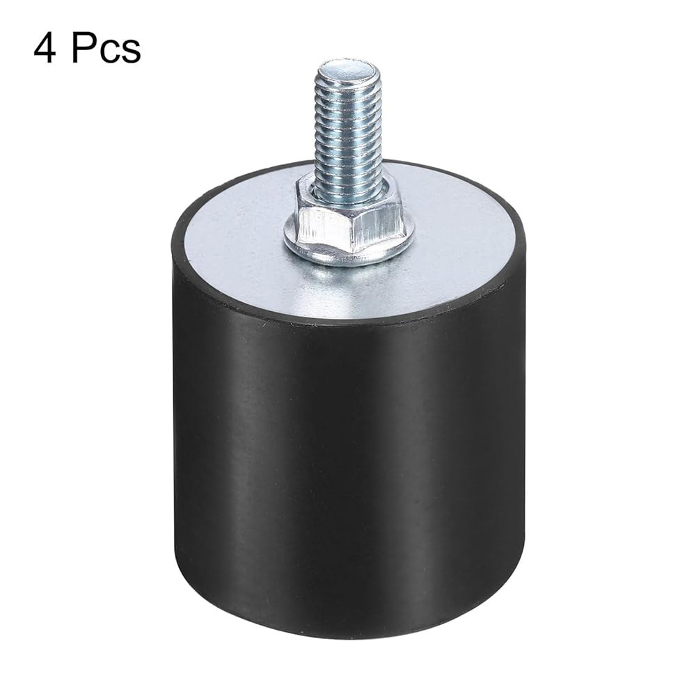 Uxcell 4pcs M8x23mm 고무 아이솔레이터 장착, 스터드 40x40mm 남성용 진동 충격 흡수 아연 도금 원통형 나사 M8 잠금 너트 방진 장착 - 상세 이미지 3