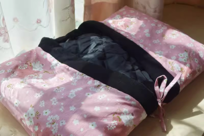 한텐 깔깔이 하오리 일본 기모노 파자마 잠옷 빈티지 벚꽃 반쌍 - 상세 이미지 4