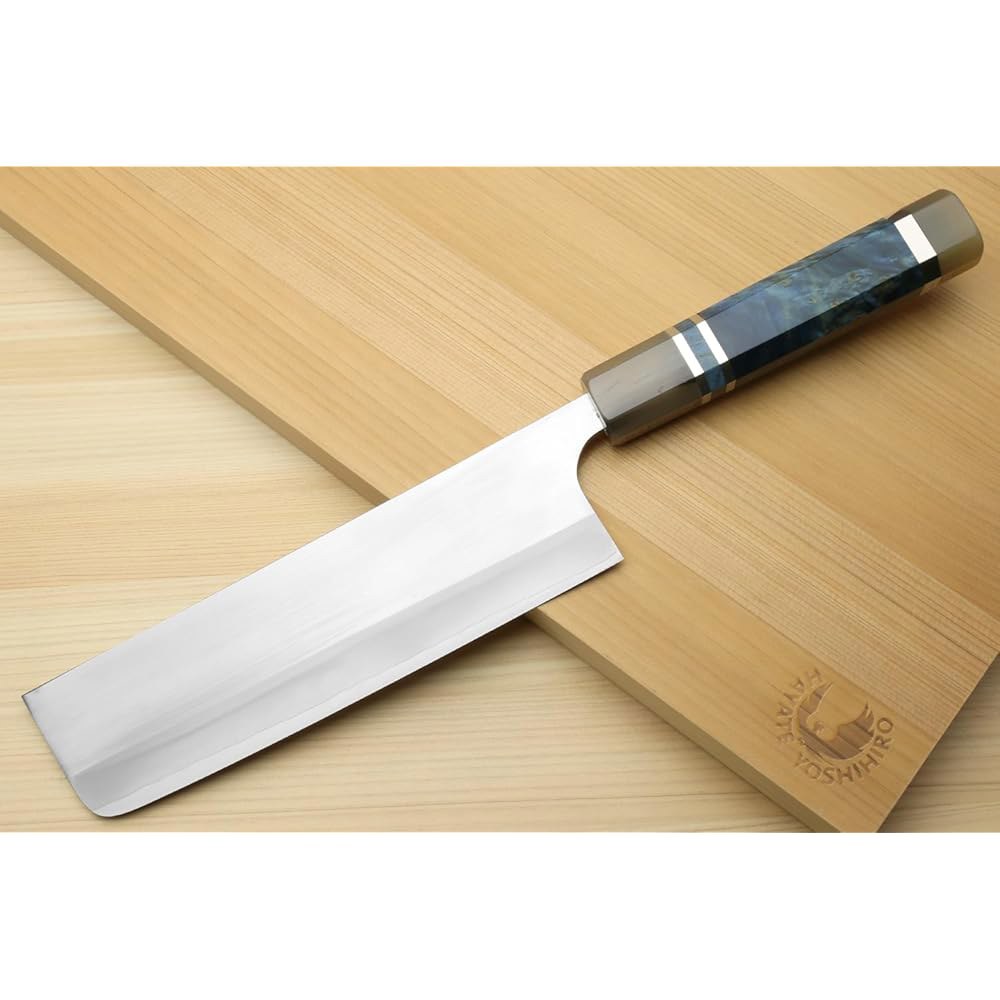 요시히로 고속 스테인리스 스틸 HAP40 나키리 야채 셰프의 나이프 오션 블루 핸들 (7인치(180mm)) 7 - 상세 이미지 3