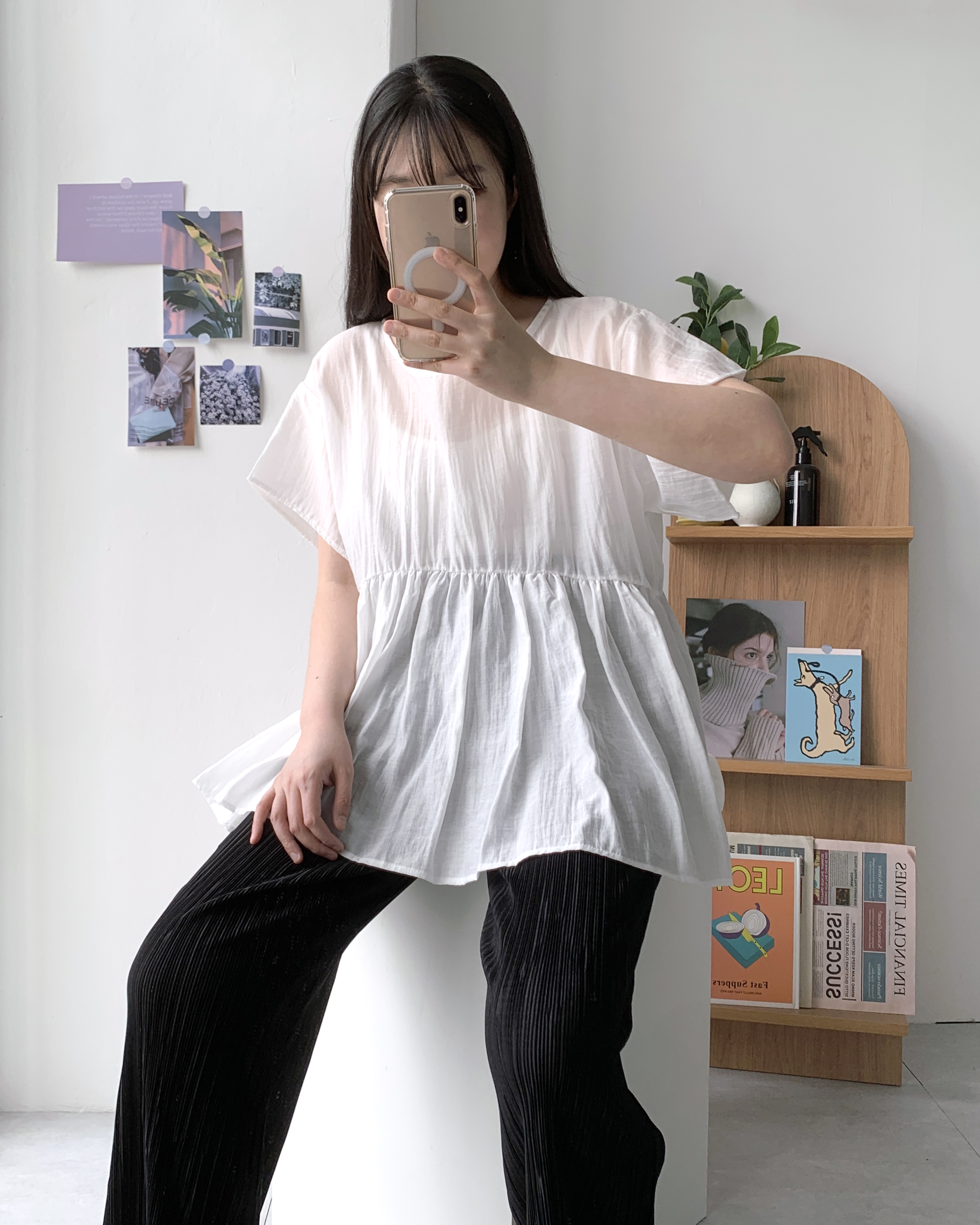 리유 셔링블라우스 임산부블라우스 빅사이즈블라우스 - 상세 이미지 4