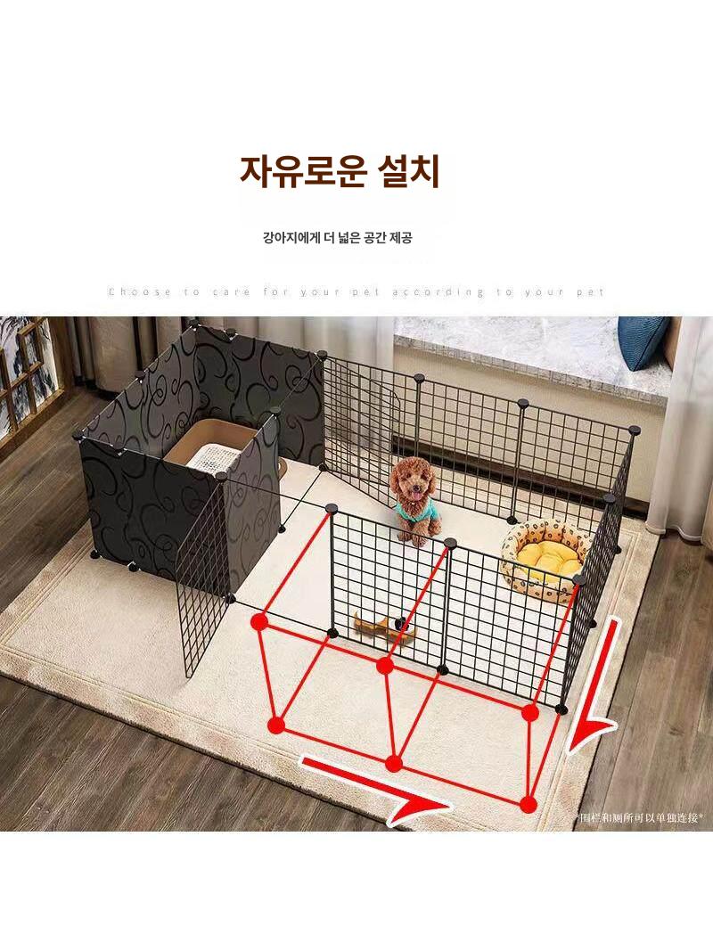 강아지 훈련용 화장실이 달린 원룸형 울타리 펜스 식사 놀이 배변 분리가능 - 상세 이미지 2