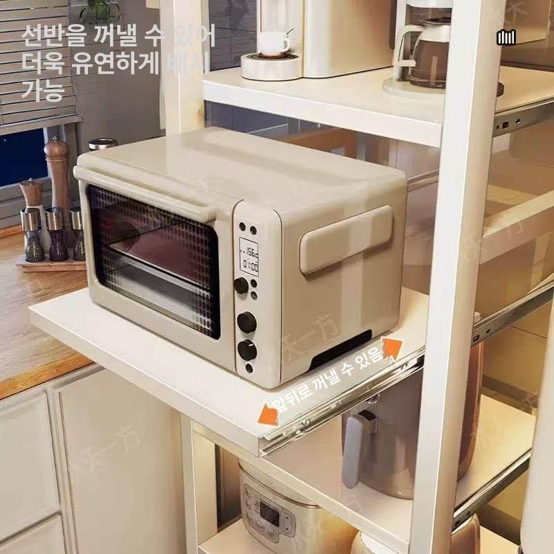 슬라이드 수납대 정리함 슬라이딩 정리기 다단 전자레인지 화이트 틈새 주방선반 - 상세 이미지 5