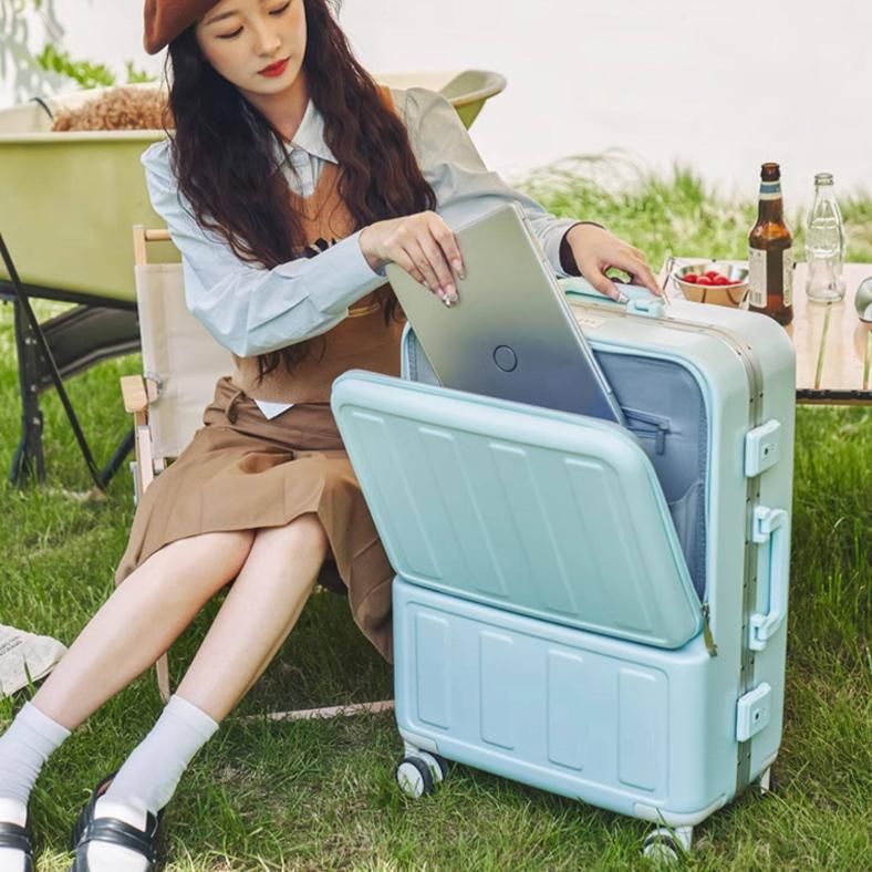 전면오픈 기내용캐리어 20인치캐리어 여행 기내반입 아쿠아블루 지퍼 모델 20인치-기내용 - 상세 이미지 2