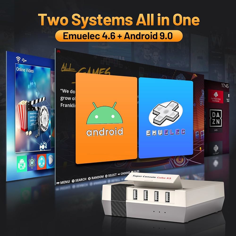 Kinhank 슈퍼 콘솔 큐브 X3 레트로 게임 콘솔(100,000개 이상 포함), EmuELEC 4.6 /Android 9.0 1,2.4G+5G,BT 4.0, 65개 이상의 에뮬 - 상세 이미지 3