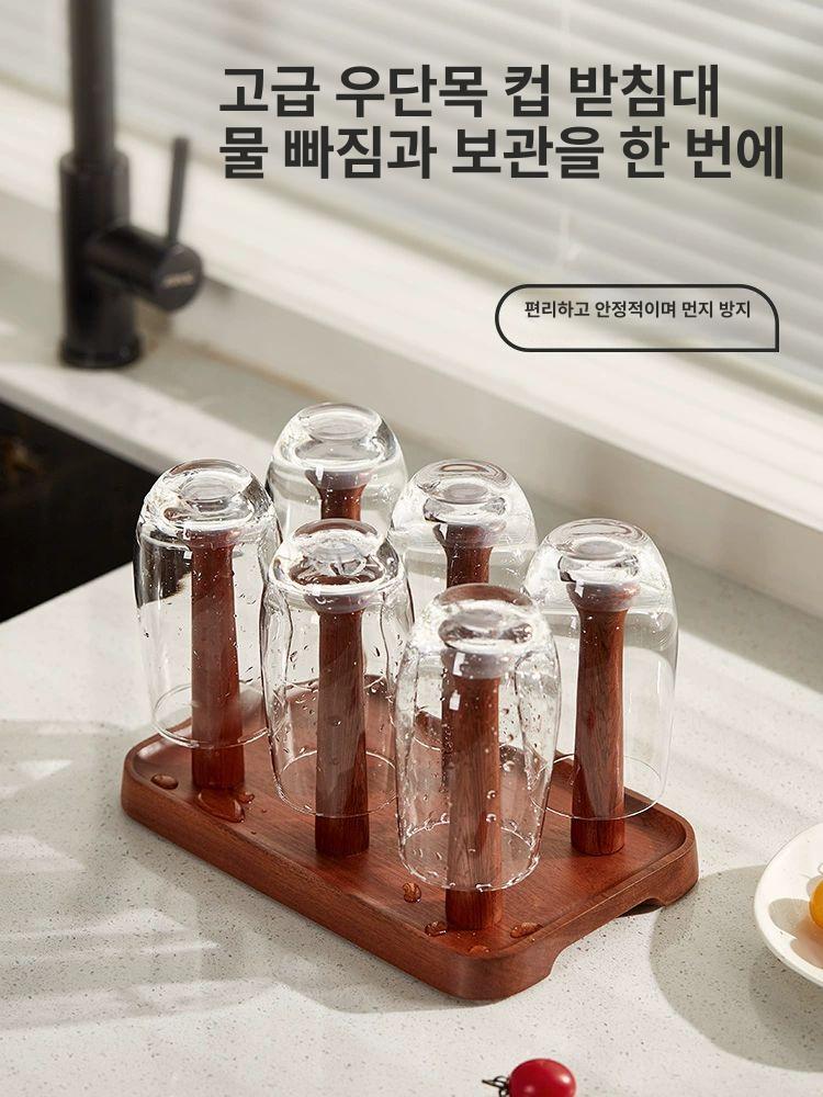원형우드컵걸이 거치대 컵수납선반 컵선반 컵트리 컵꽂이 주방 컵홀더 찻잔걸이 - 상세 이미지 2