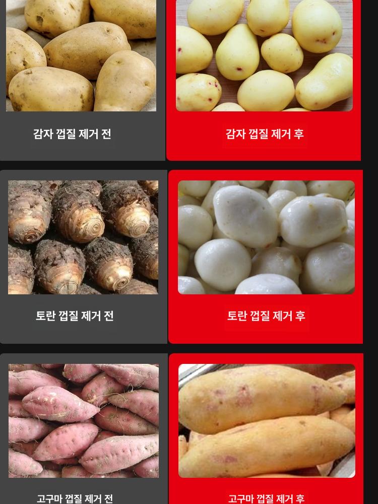 자동 감자 탈피기 고구마 생강 토란 필링기 세척기 껍질벗기는 기계 박피기 - 상세 이미지 5