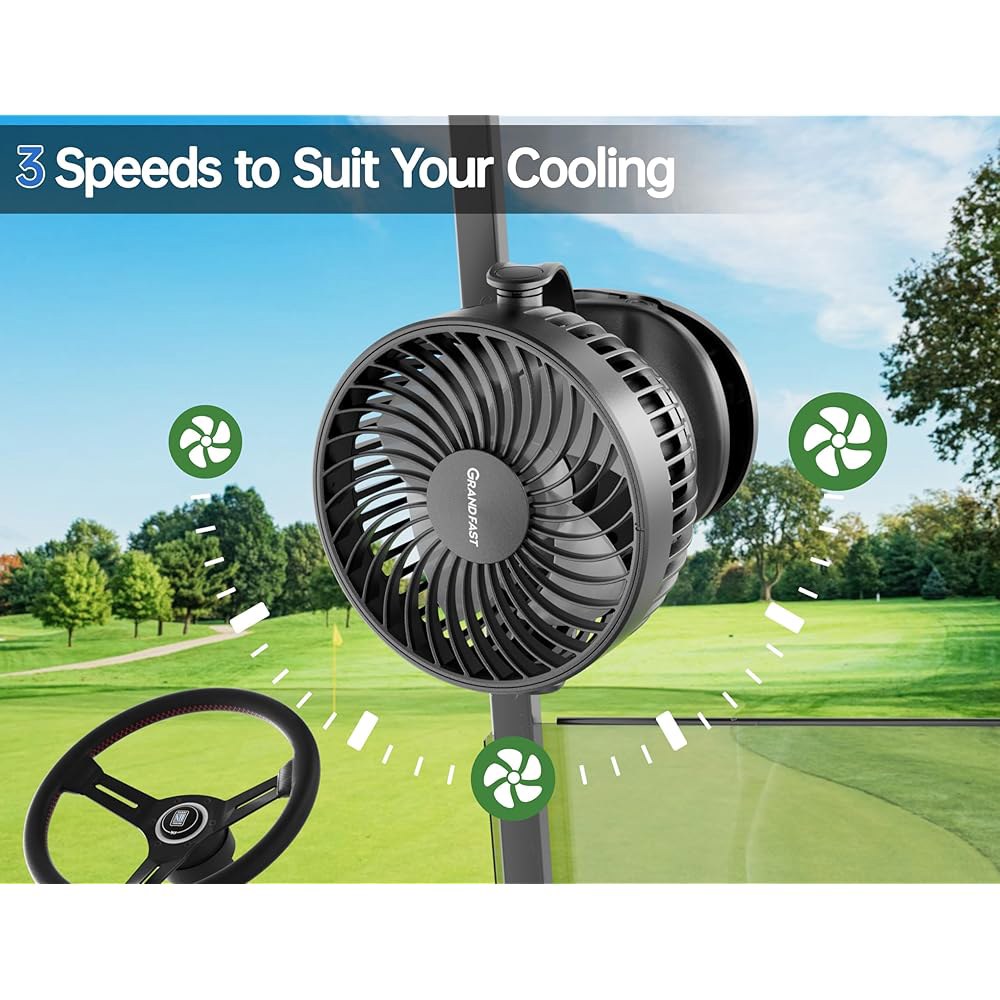 골프 카트 충전식 팬, EZGO Club 배터리 360 작동 Palyer 스피드 Summer 13시간 강력한 Yamaha, Essential Golf 피벗, 온 무선, 카트용 3가 - 상세 이미지 3