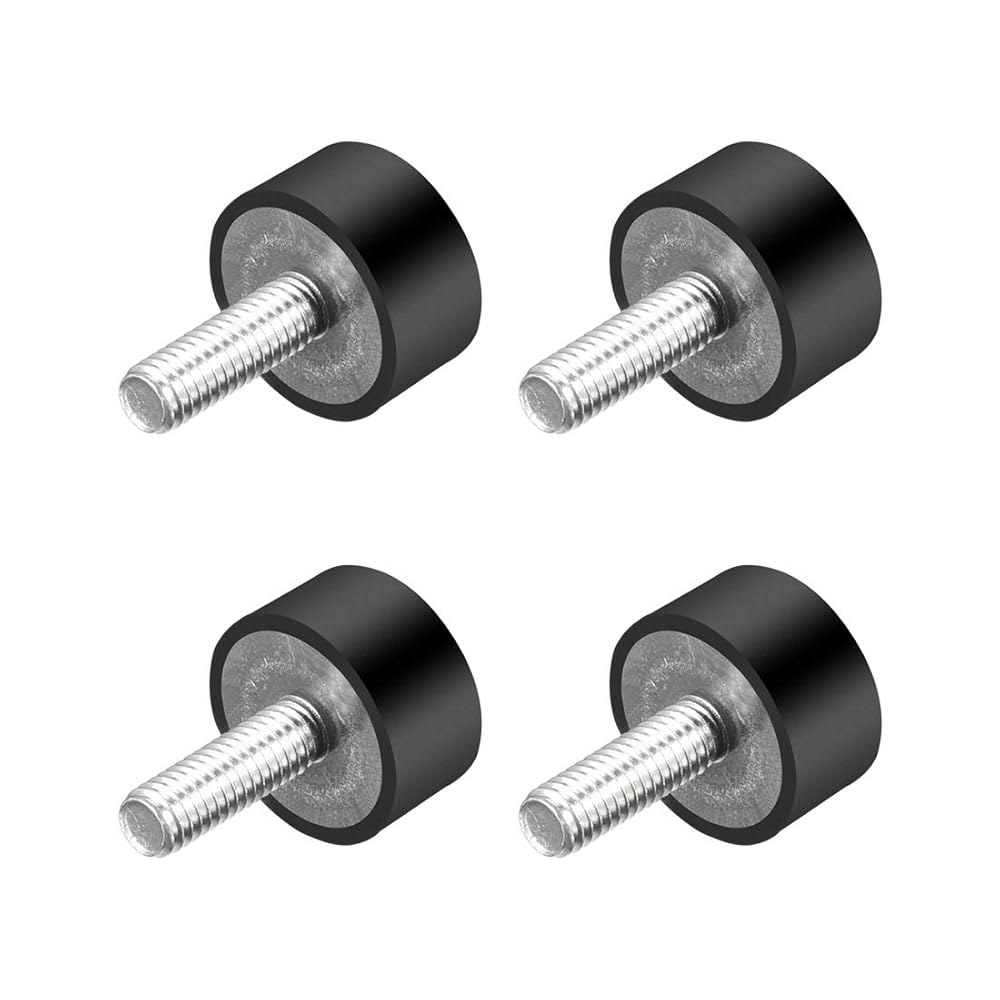 uxcell M6 스레드 고무 마운트, 진동 아이솔레이터, 원통형 충격 흡수기(스터드 포함) 20 x 10mm 4개 M5x15x10mm - 상품 이미지