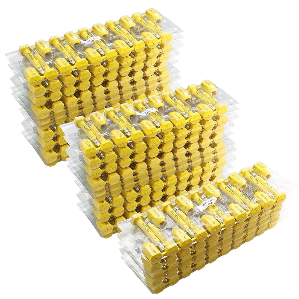 NovelBee 250pcs 컨테이너용 볼트 씰, 금속 컨테이너 잠금장치, 화물 점진적 번호가 표시된 배송 트럭 트레일러(노란색) Yellow - 상품 이미지