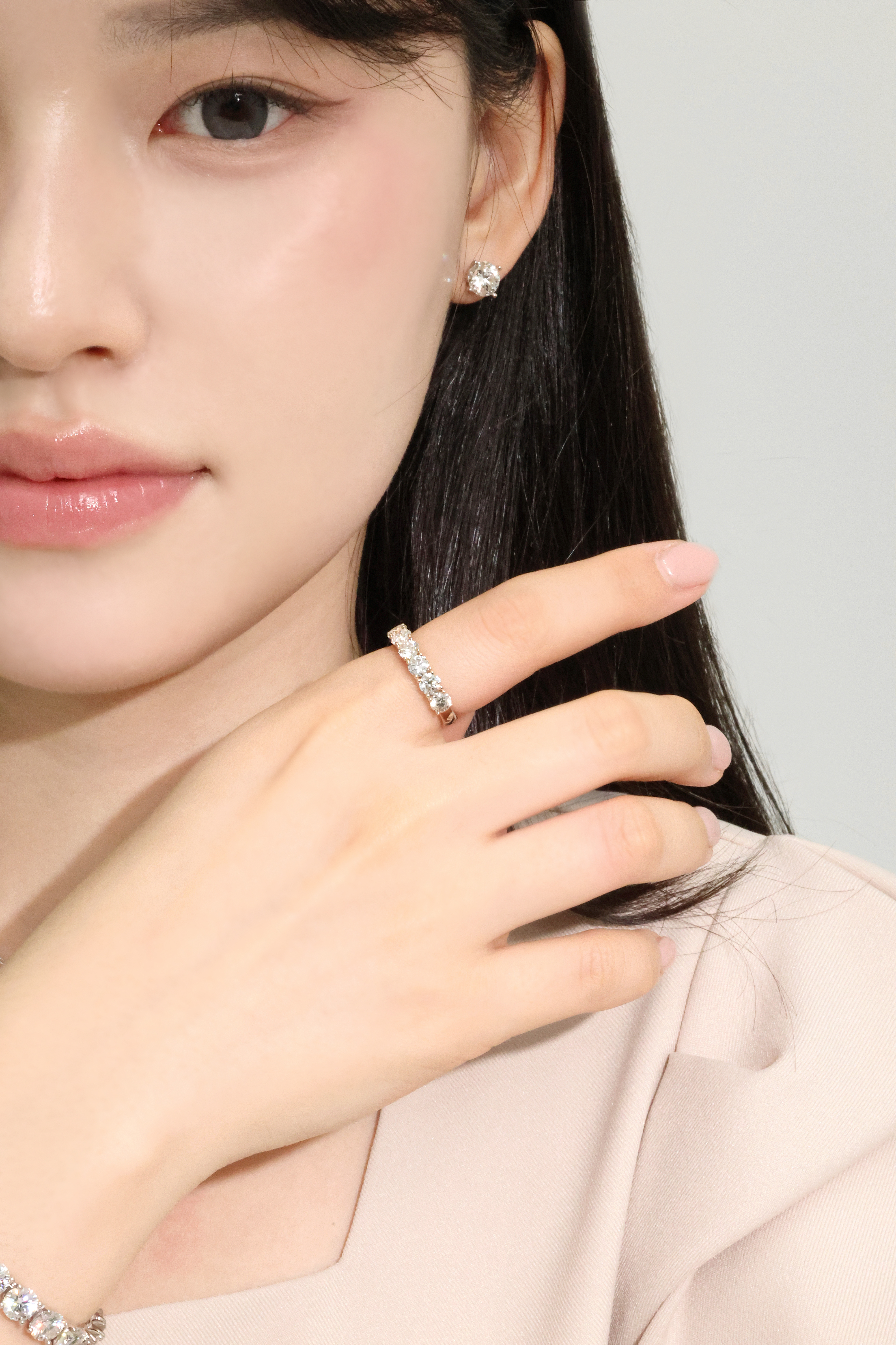 2부 랩다이아몬드 하프 가드링 쌍반지 14k 18k - 상세 이미지 5