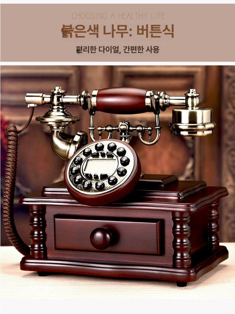 빈티지 레트로 원목 전화기 엔틱 인테리어 - 상세 이미지 2