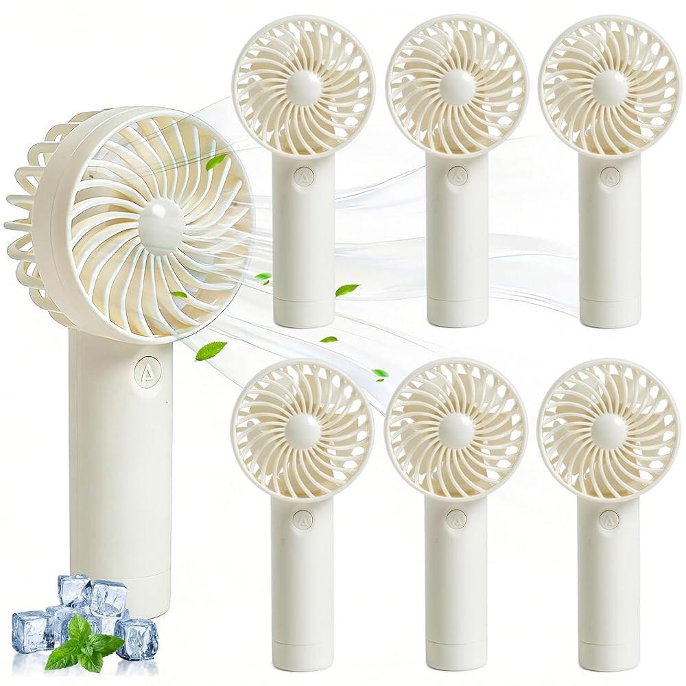 Aeergured 6 Pcs Mini Handheld Fan Operated Rechargeable Travel Eyelash Battery Speed 3 Women Persona - 상품 이미지
