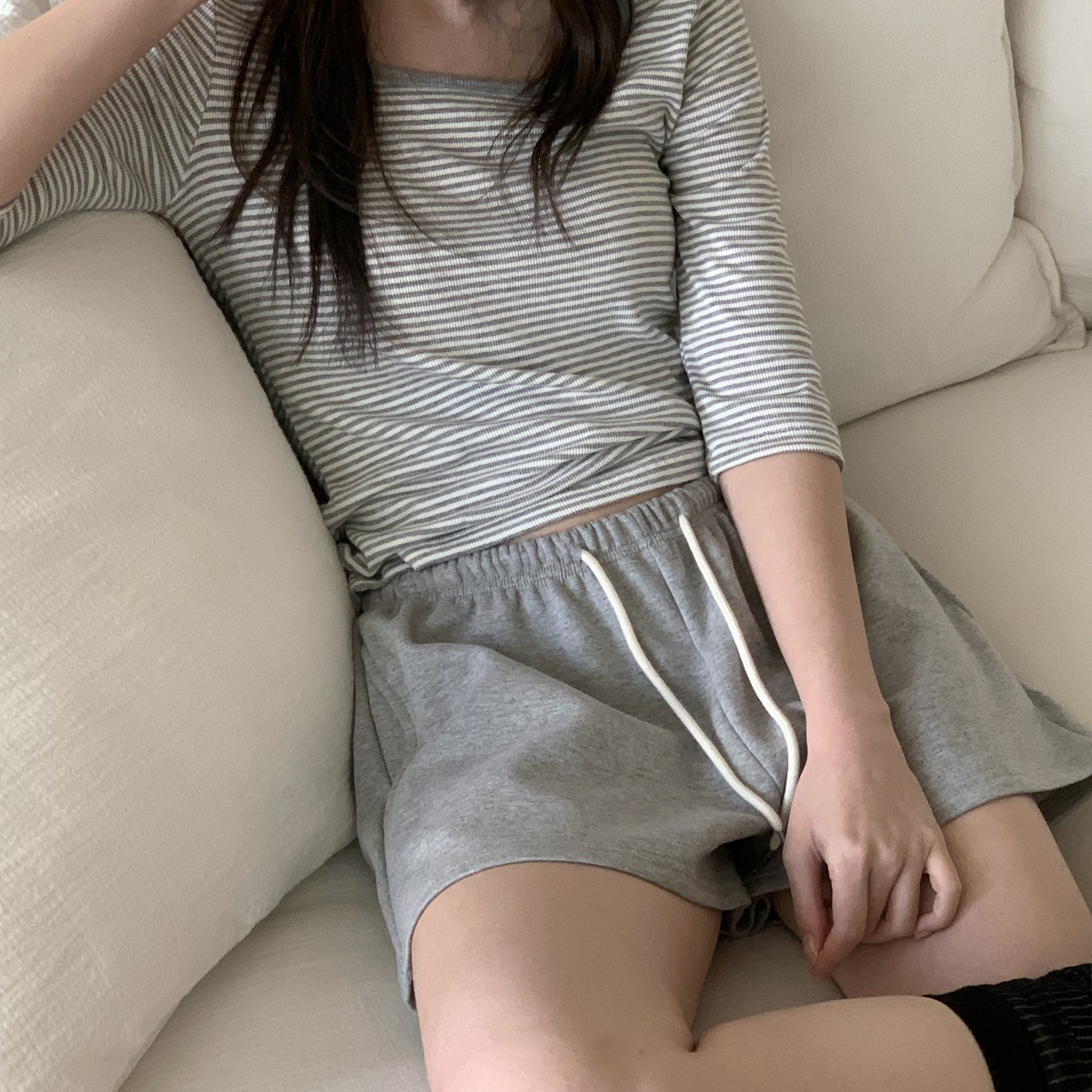 여성 스웻 밴딩 세미 A라인 데일리 쇼츠 미니쭈리 3부 트레이닝 반바지 봄 여름 숏팬츠 이미지 6