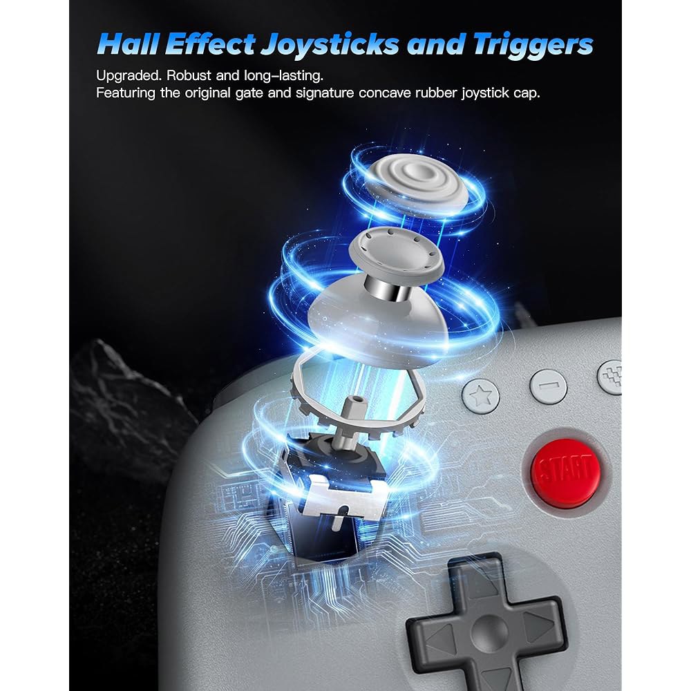 아날로그 3D, 스위치, 스위치 2, 윈도우 PC, 안드로이드용 8Bitdo 64 블루투스 컨트롤러(그레이) Black - 상세 이미지 2