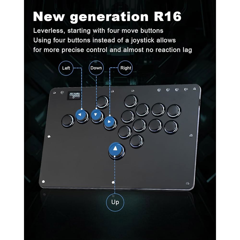 Haute42 레버리스 컨트롤러 아케이드 스틱 R16 블랙 컨트롤러(림 포함), 프리미엄 컨트롤러(PC /PS4 / 스위치 게임용 크리스탈 로우 프로파일 핫 스왑 및 SOCD 지원 - 상세 이미지 3