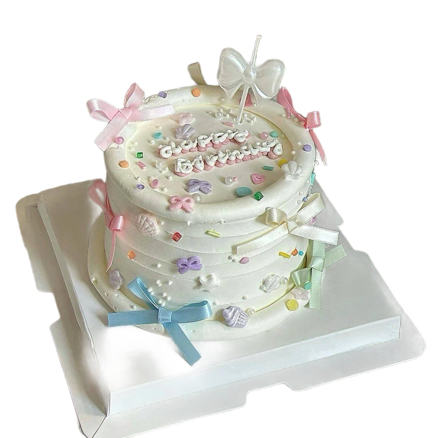 돌상 모형케이크 생일케이크모형 케익모형 브라이덜샤워 001 멀티컬러 보우 4 인치 - 상품 이미지