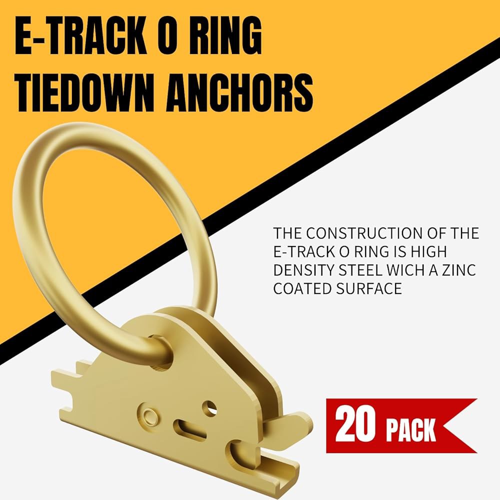 UMIRO Steel E-Track O 링 타이다운 앵커, 4400파운드 파손 강도 안전 화물, 밀폐형/평면 트레일러, 트럭(황금, 20팩) 10Pack Black - 상세 이미지 2