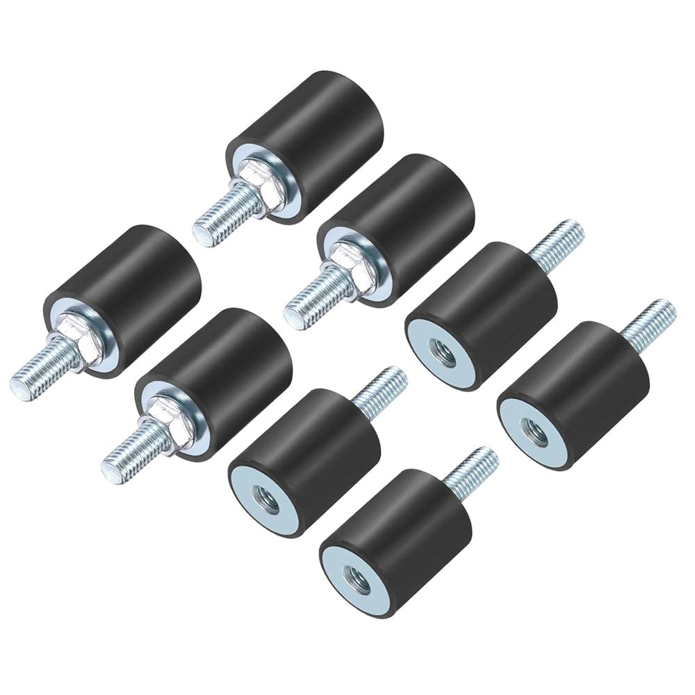 Uxcell 8pcs M8x23mm 고무 아이솔레이터 장착, 스터드 25x30mm 남성용 진동 충격 흡수 아연 도금 원통형 나사 M8 잠금 너트 장착 방진 - 상품 이미지