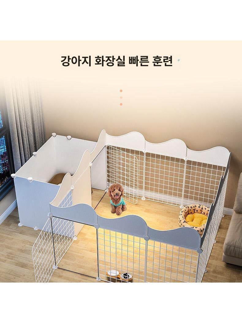 강아지 훈련용 화장실이 달린 원룸형 울타리 펜스 식사 놀이 배변 분리가능 - 상세 이미지 3
