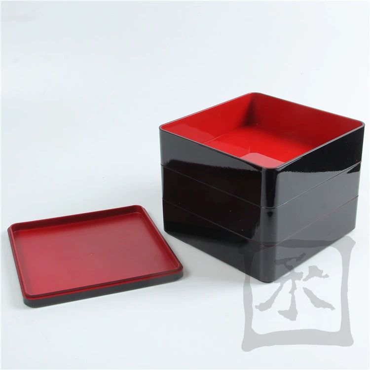 일본도시락통 일본찬합 고급 우드 3단 소풍 나무 용기 소형 벚꽃 초밥 상자 12.5x12.5x16 - 상세 이미지 2