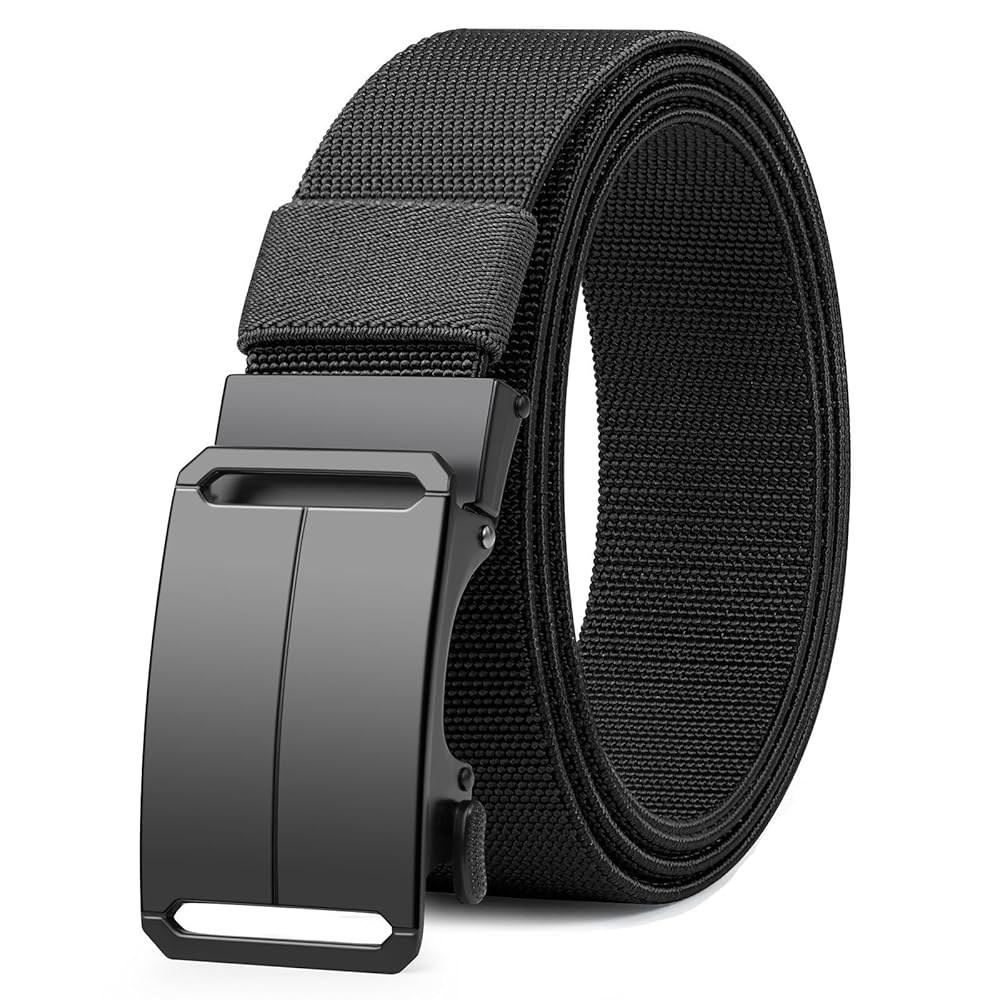 남성용 저스트나드 스트레치 래칫 벨트, 나일론 캐주얼 웹 전술 작업 조절 가능한 버클 Black 25 - 43 Waist - 상품 이미지