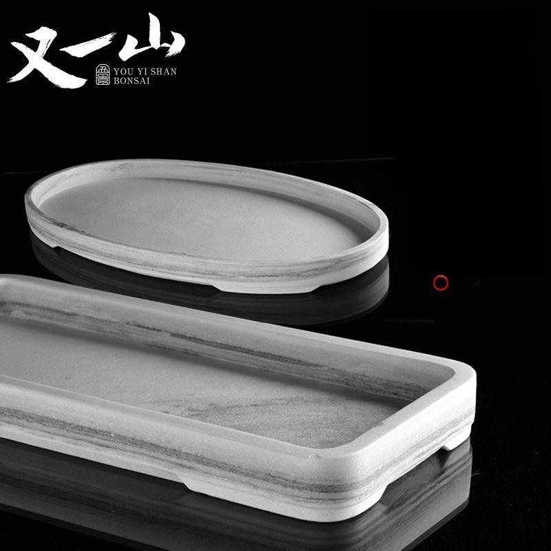 대리석 수반 인테리어 도자기 원형 장식품 천연 원예 식물 분지 수경재배 수생 화기 - 상품 이미지