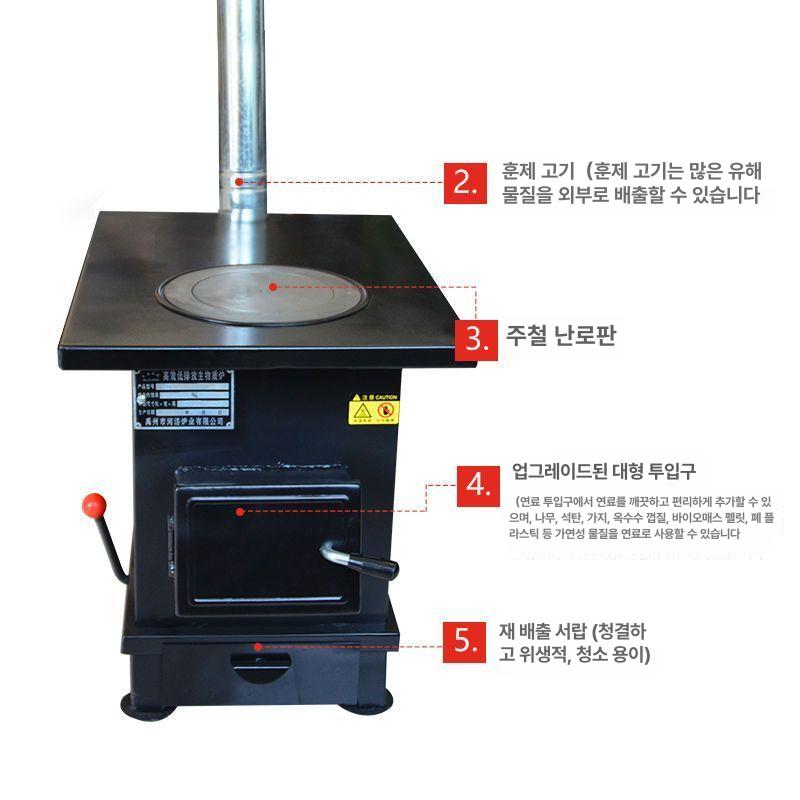 실내용 펠릿난로 펠렛 가정용 연통 화목난로 난방기 히터 무연 - 상세 이미지 3