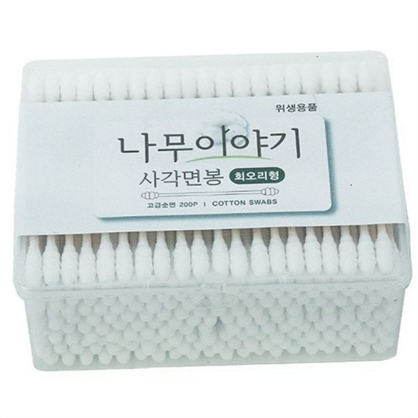 일회용 면봉 순면 자작 나무 면봉 위생 대용량 사각 회오리 - 상품 이미지