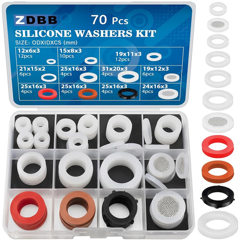 ZDBB 70개 배관 실리콘 개스킷 구색 키트 VMQ 와셔 다양한 샤워 헤드 가든 호스 고온 온수 파이프 피팅 씰 수리 1 80 PCS - 상품 이미지