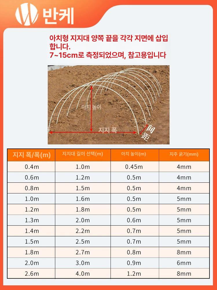 조립식 활대 뼈대 프레임 지지대 농사용강선 길이 아치형 튼튼한 농업용 원예 농자재 - 상세 이미지 4