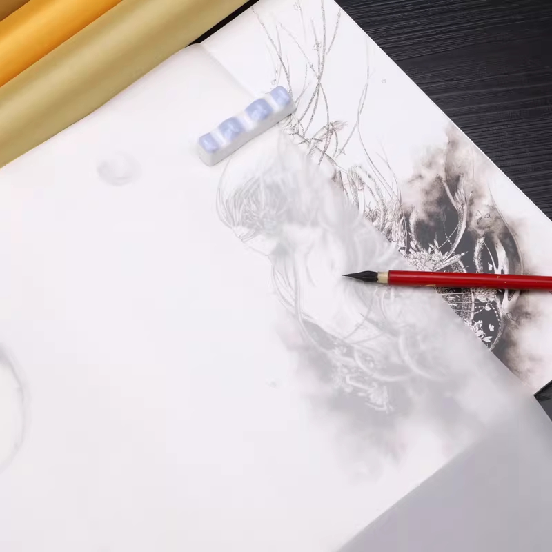 채색 비단 종이 동양화 드로잉 캘리그라피 서예 불화 35x138cm - 상세 이미지 4