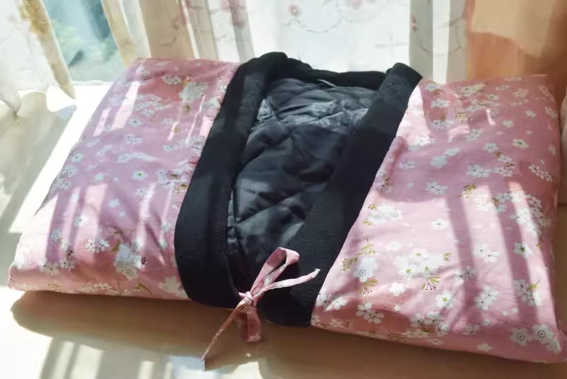 한텐 깔깔이 하오리 일본 기모노 파자마 잠옷 빈티지 벚꽃 반쌍 - 상세 이미지 2