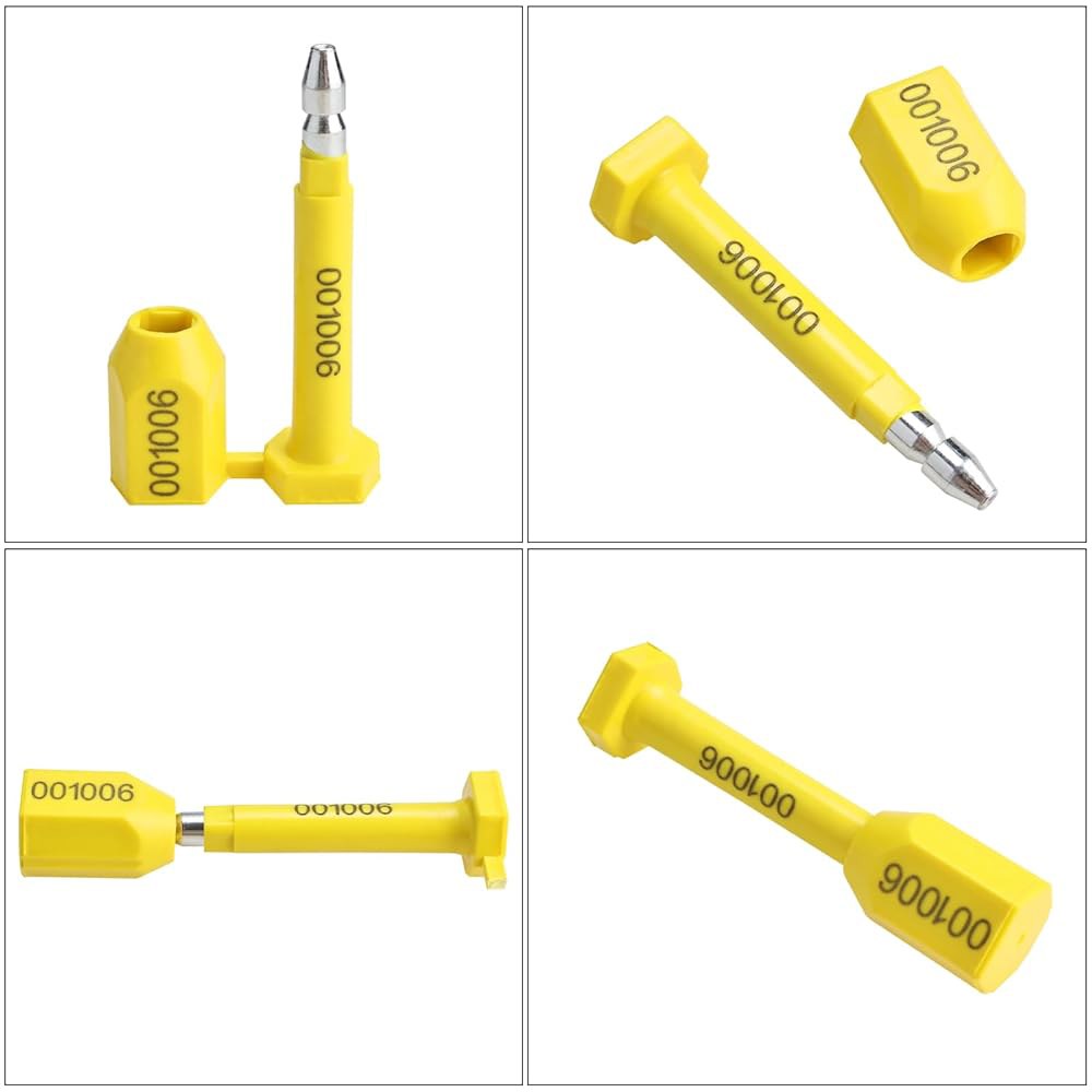 NovelBee 250pcs 컨테이너용 볼트 씰, 금속 컨테이너 잠금장치, 화물 점진적 번호가 표시된 배송 트럭 트레일러(노란색) Yellow - 상세 이미지 3