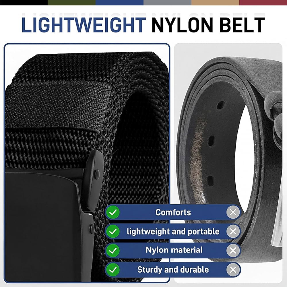 UNGGJKB 남성 전술 벨트, 나일론 캐주얼 탄성 절단 및 조절 가능한 작업 벨트 1 Brown-nylon/Metal - 상세 이미지 3